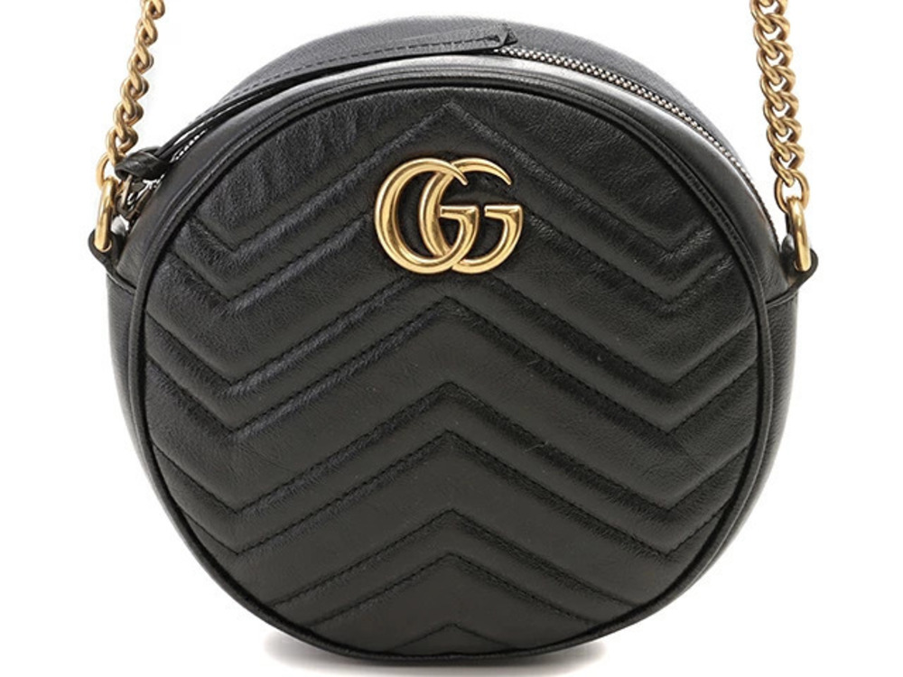 Gucci GG Marmont Chain Shoulder Bag Black Leather